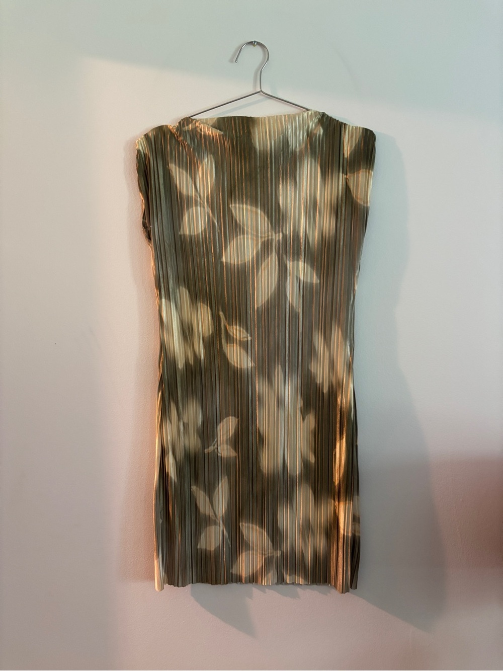 Olive Green Pleated Floral Cocktail Dress